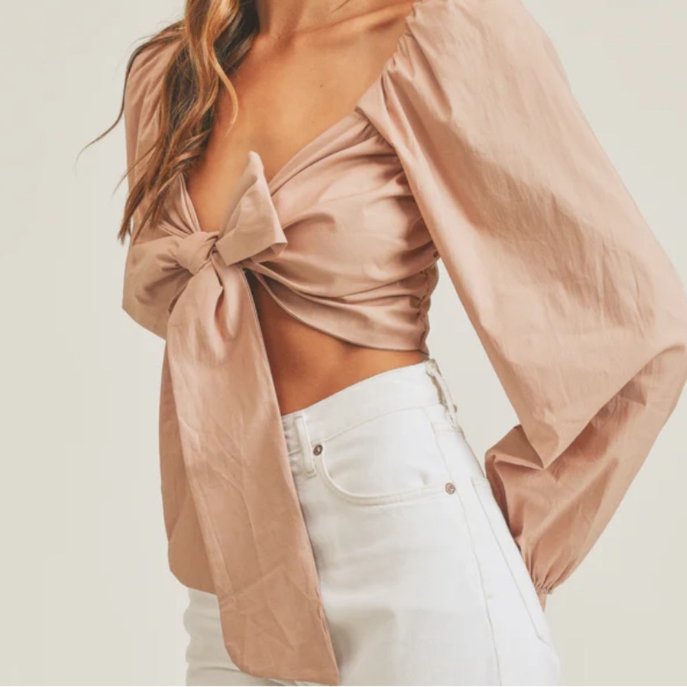 Elegant Blush Tie-Front Top